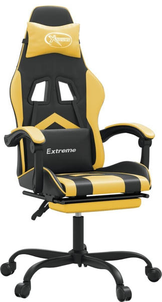 vidaXL Gaming-Stuhl mit Fußstütze und Massagefunktion Kunstleder (349603-349614) schwarz/gelb (349605)