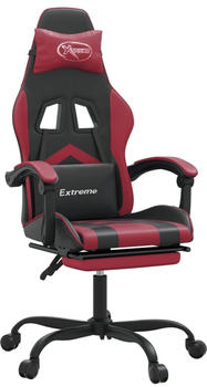 vidaXL Gaming-Stuhl mit Fußstütze und Massagefunktion Kunstleder (349603-349614) schwarz/weinrot (349610)