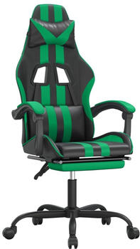 vidaXL Gaming-Stuhl mit Fußstütze Kunstleder (3143830-3143841) schwarz/grün (3143833)