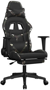vidaXL Gaming-Stuhl mit Fußstütze und Massagefunktion Kunstleder (345434-345444) schwarz/Tarnfarben (345444)