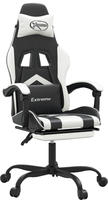 vidaXL Gaming-Stuhl mit Fu&szlig;st&uuml;tze Schwarz und Wei&szlig; Kunstleder