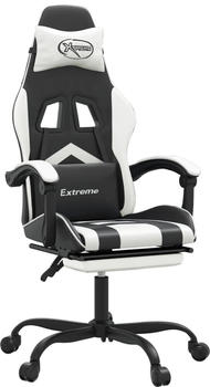 vidaXL Gaming-Stuhl mit Fußstütze Kunstleder (3143902-3143913) schwarz/weiß (3143907)