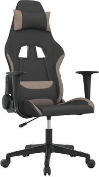 vidaXL Gaming-Stuhl mit Massagefunktion Stoff (345491-345500) schwarz/taupe (345493)