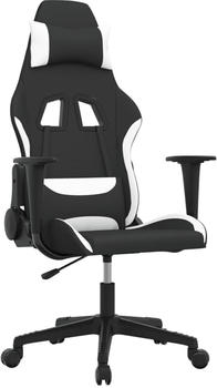 vidaXL Gaming-Stuhl mit Massagefunktion Stoff (345491-345500) schwarz/weiß (345498)