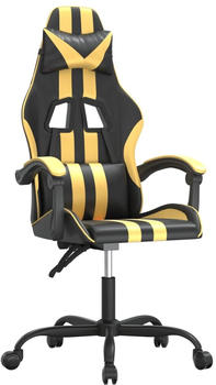 vidaXL Gaming-Stuhl mit Massagefunktion Kunstleder (349519-349530) schwarz/gold (349521)