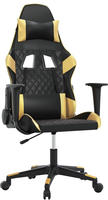 vidaXL Gaming-Stuhl mit Massagefunktion Schwarz & Golden Kunstleder