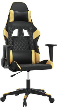 vidaXL Gaming-Stuhl mit Massagefunktion Kunstleder (345511-345521) schwarz/gold (345513)