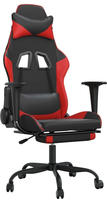 vidaXL Gaming-Stuhl mit Massage & Fu&szlig;st&uuml;tze Schwarz & Rot Kunstleder