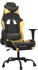 vidaXL Gaming-Stuhl mit Fußstütze und Massagefunktion Kunstleder (345411-345422) schwarz/gold (345413)