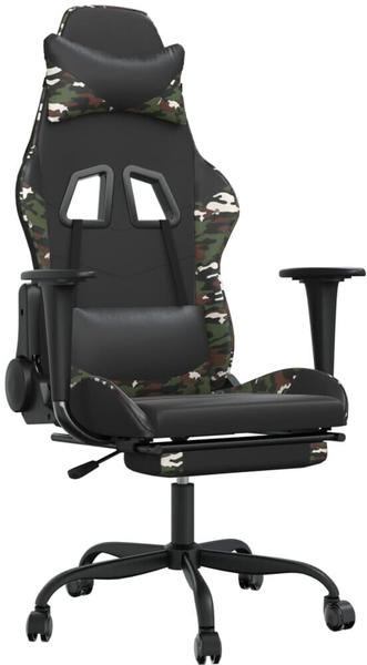 vidaXL Gaming-Stuhl mit Fußstütze und Massagefunktion Kunstleder (345411-345422) schwarz/Tarnfarben (345422)