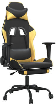 vidaXL Gaming-Stuhl mit Fußstütze Kunstleder (3143653-3143664) schwarz/gold (3143665)