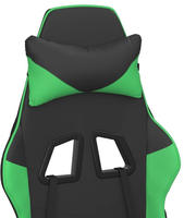 Vidaxl Gaming Chair With Footrest Black And Green Faux Leather