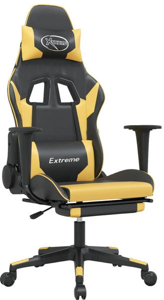 vidaXL Gaming-Stuhl mit Fußstütze Kunstleder (3143699-3143710) schwarz/gold (3143701)
