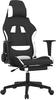 vidaXL Gaming-Stuhl mit Massage & Fußstütze Schwarz und Weiß Stoff