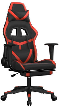 vidaXL Gaming-Stuhl mit Fußstütze und Massagefunktion Kunstleder (345434-345444) schwarz/rot (345435)