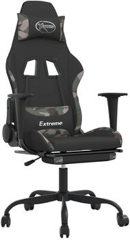 vidaXL Gaming-Stuhl mit Fußstütze und Massagefunktion Stoff (345480-345490) schwarz/camouflage (345490)