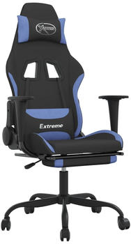 vidaXL Gaming-Stuhl mit Fußstütze und Massagefunktion Stoff (345480-345490) schwarz/blau (345487)