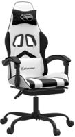 vidaXL Gaming-Stuhl mit Fu&szlig;st&uuml;tze Wei&szlig; und Schwarz Kunstleder