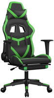 vidaXL Gaming-Stuhl mit Massage & Fu&szlig;st&uuml;tze Schwarz & Gr&uuml;n Kunstleder