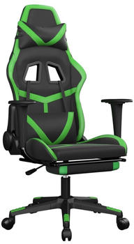 vidaXL Gaming-Stuhl mit Fußstütze und Massagefunktion Kunstleder (345434-345444) schwarz/grün (345437)