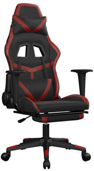 vidaXL Gaming-Stuhl mit Fußstütze und Massagefunktion Kunstleder (345434-345444) schwarz/weinrot (345441)