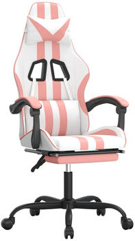 vidaXL Gaming-Stuhl mit Fußstütze und Massagefunktion Kunstleder (349531-349542) weiß/rosa (349540)