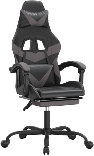 vidaXL Gaming-Stuhl mit Fußstütze und Massagefunktion Kunstleder (349555-349566) schwarz/grau (349559)