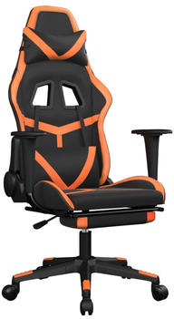 vidaXL Gaming-Stuhl mit Fußstütze und Massagefunktion Kunstleder (345434-345444) schwarz/orange (345440)