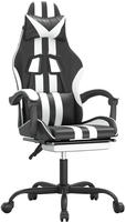 vidaXL Gaming-Stuhl mit Fu&szlig;st&uuml;tze Drehbar Schwarz & Wei&szlig; Kunstleder