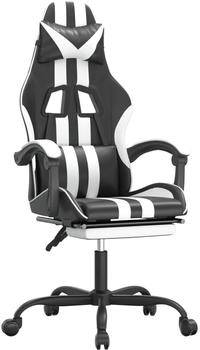 vidaXL Gaming-Stuhl mit Fu&szlig;st&uuml;tze und Massagefunktion Kunstleder (349531-349542) schwarz/wei&szlig; (349536)