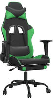 vidaXL Gaming-Stuhl mit Massage & Fu&szlig;st&uuml;tze Schwarz & Gr&uuml;n Kunstleder