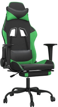 vidaXL Gaming-Stuhl mit Fußstütze und Massagefunktion Kunstleder (345411-345422) schwarz/grün (345414)