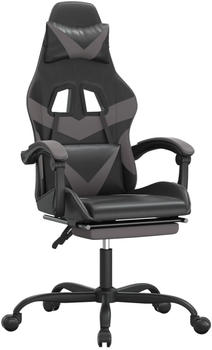 vidaXL Gaming-Stuhl mit Fußstütze Kunstleder (3143854-3143865) schwarz/grau (3143858)