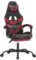 Vidaxl Gaming Chair With Footrest Black And Wine Red Faux Leather