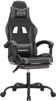 vidaXL Gaming-Stuhl mit Fu&szlig;st&uuml;tze Kunstleder (3143878-3143889) schwarz/grau (3143882)