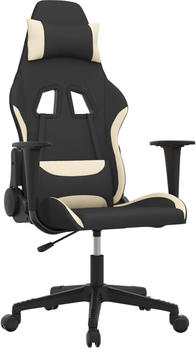 vidaXL Gaming-Stuhl mit Massagefunktion Stoff (345491-345500) schwarz/creme (345491)