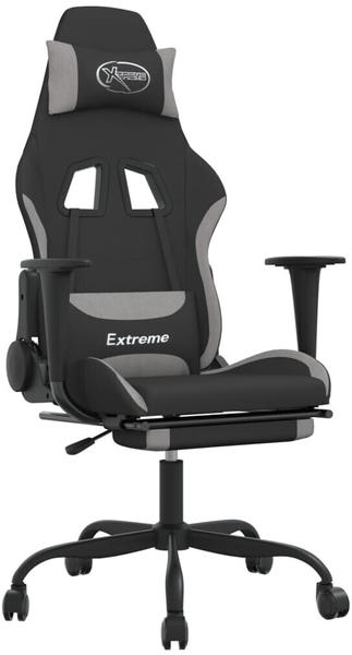vidaXL Gaming-Stuhl mit Fußstütze und Massagefunktion Stoff (345480-345490) schwarz/hellgrau (345481)