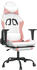 vidaXL Gaming-Stuhl mit Fußstütze und Massagefunktion Kunstleder (345411-345422) weiß/rosa (345420)