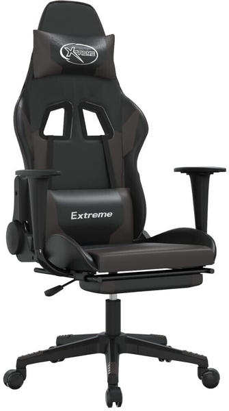 vidaXL Gaming-Stuhl mit Fußstütze Kunstleder (3143699-3143710) schwarz/grau (3143703)