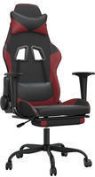 vidaXL Gaming-Stuhl mit Massage & Fu&szlig;st&uuml;tze Schwarz Weinrot Kunstleder