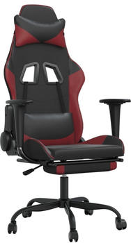 vidaXL Gaming-Stuhl mit Fußstütze und Massagefunktion Kunstleder (345411-345422) schwarz/weinrot (345418)