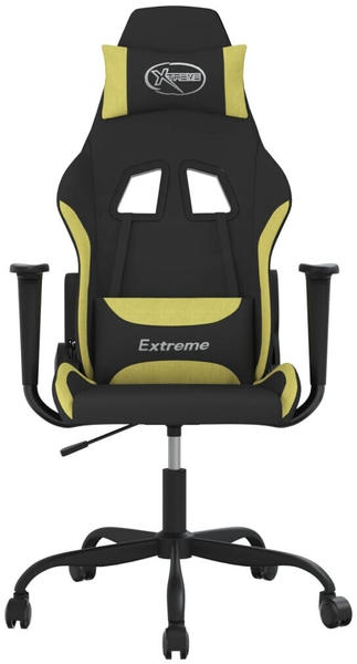 vidaXL Gaming-Stuhl mit Massagefunktion Stoff (345469-345479) schwarz/hellgrün (345475)