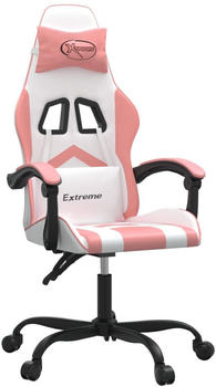 vidaXL Gaming-Stuhl mit Massagefunktion Kunstleder (349591-349602) wei&szlig;/rosa (349600)
