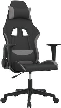 vidaXL Gaming-Stuhl mit Massagefunktion Stoff (345491-345500) schwarz/hellgrau (345492)