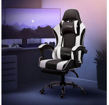 ML-Design Massage Gaming Stuhl PU-Leder schwarz/weiß