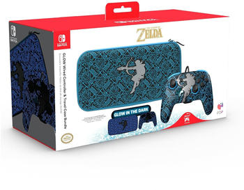 PDP Switch Rematch Wired Controller & Travel Case Bundle - The Legend of Zelda: Sheikah Shoot Glow
