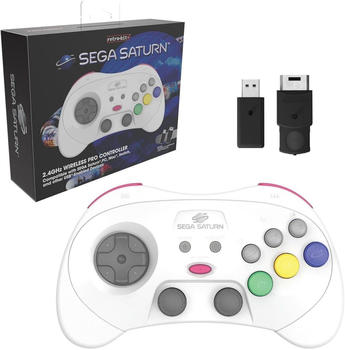 Retro Bit SEGA Saturn 2.4Ghz Wireless Pro Controller wei&szlig;