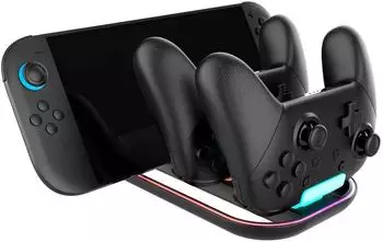 Nacon Nintendo Switch 3 Tridock RGB Charger für Pro Controller und Konsole