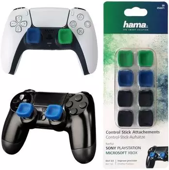 Hama 8-in-1 Joystick-Aufs&auml;tze f&uuml;r PS4/PS5/Xbox, schwarz/gr&uuml;n/blau (54471)