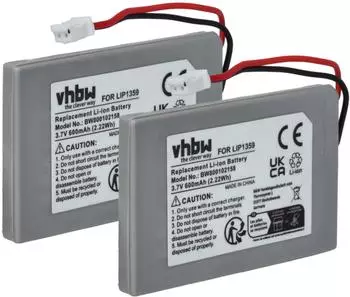 vhbw Ersatz-Akku für Gamepad Li-Ion 600mAh 3,7V, 2 St. (VHBW4065705108235)